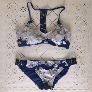 Navy Blue Floral Bikini - NEVER WORN